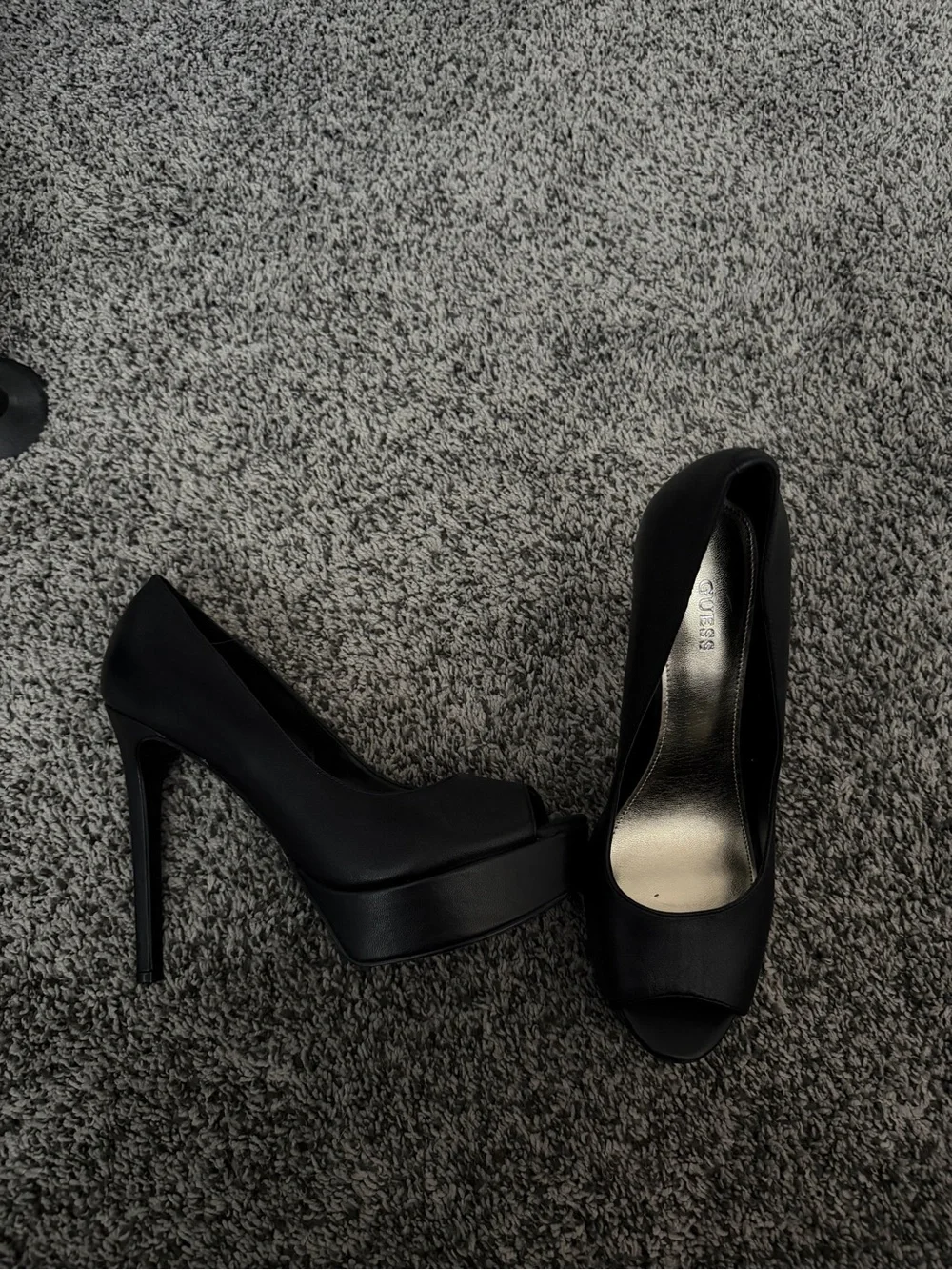 Guess Black Peep-Toe Platform Pumps